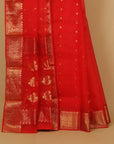 Red self chanderi saree