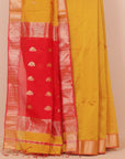 Mustard yellow premium maheshwari saree