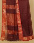 Brown zari checks premium maheshwari saree