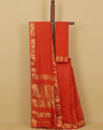 Rust zari checks premium maheshwari saree