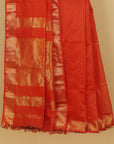 Rust zari checks premium maheshwari saree