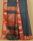 German blue zari checks premium maheshwari saree