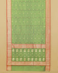 Short green by red chanderi saree