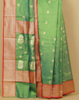 Short green by red chanderi saree