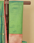 Short green by red chanderi saree