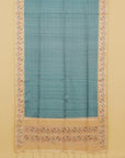 Greyish blue blended raw silk