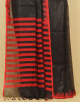 Black linen cotton saree