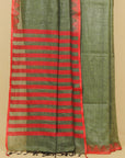 Mehendi green linen cotton saree