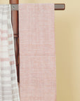 White by rust linen cotton saree