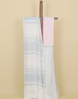 White by pink linen cotton saree