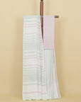White by green linen cotton saree