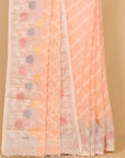 Peach Jamdani Cotton Saree