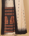 Cream by black cotton dhakai saree