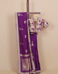 Deep Purple crepe Saree with Embroidered Blouse