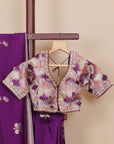 Deep Purple crepe Saree with Embroidered Blouse