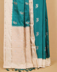 Emerald Green with Beige Blended Silk Saree