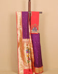 Majenta by red munia border paithani blended silk saree