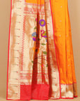 Mango yellow by red munia border paithani saree