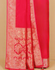 Red Viscose Saree with Embroidered Blouse