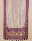 Purple and Beige Woven Peacock Border in Soft Zari Brocade Saree