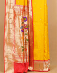Yellow with Red Munia Paithani Blended Silk Saree