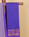 Purple checks ilkal cotton saree