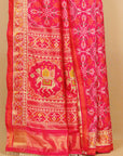 Rani pink self rajkot ikat patola saree