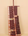 Dual tone maroon maheshwari saree