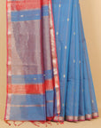 Dual tone blue maheshwari saree