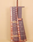 Dual tone reddish grey maheshwari saree