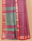 Dual tone magenta zari checks maheshwari saree