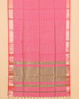 Gajari pink zari checks maheshwari saree