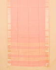 Peach zari checks maheshwari saree
