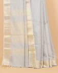 Light grey zari checks maheshwari saree