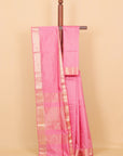 Gajari pink zari checks maheshwari saree