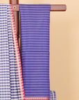 Navy blue by white checks maheshwari saree