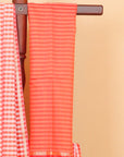 Orange by white checks maheshwari saree