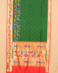 Green by red paithani silk saree