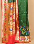 Green by red paithani silk saree