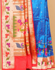 Emerald blue paithani silk saree