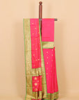 Rani pink by green semi chanderi saree