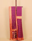 Wine majenta by red semi chanderi saree