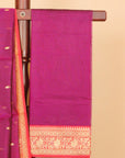 Wine majenta by red semi chanderi saree