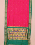 Rani pink by green paithani saree