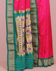 Rani pink by green paithani saree