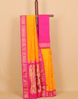 Mango yellow by rani pink paithani saree