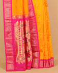 Mango yellow by rani pink paithani saree