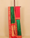 Green by red paithani saree