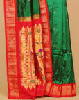 Green by red paithani saree