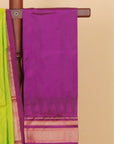 Dual tone Liril green by magenta wine ilkal silk plain saree